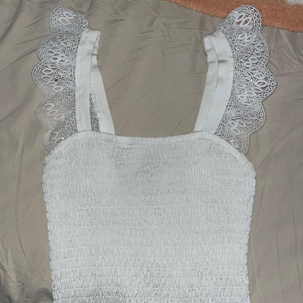 White Lace Trimmed Top